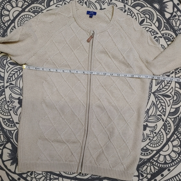 100% Cotton Cable Knit Full Zip Sweater Size M - Picture 8 of 9